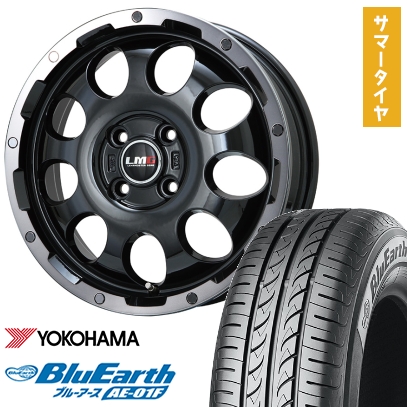 BluEarth - 165/70R14 夏タイア 車輪4本仕掛ける YOKOHAMA 青碧地びた AE-01F (軽自動車用) LEHRMEISTER LMG CS-9 黒いこと/ブラッククリアリム 14in タイヤ、ホイール-夏タイヤ、ホイールセット-車、バイク、自転車