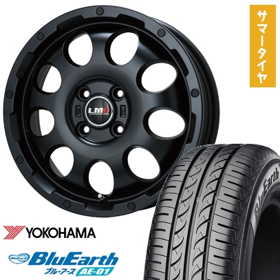 BluEarth - 165/55R14 夏タイア 車輪4本仕掛ける YOKOHAMA 青碧地びた AE-01 (軽自動車用) LEHRMEISTER LMG CS-9 引っ敷き黒いこと 14in 自動車-夏タイヤ、ホイールセット-タイヤ、ホイール