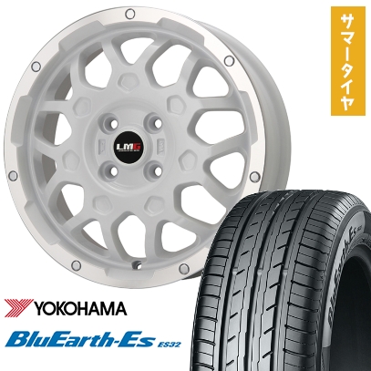 165/55R14 夏タイヤ ホイール4本セット YOKOHAMA ブルーアース ES32 (軽自動車用) LEHRMEISTER LMG MS-9W ホワイトリムポリッシュ 14インチ
