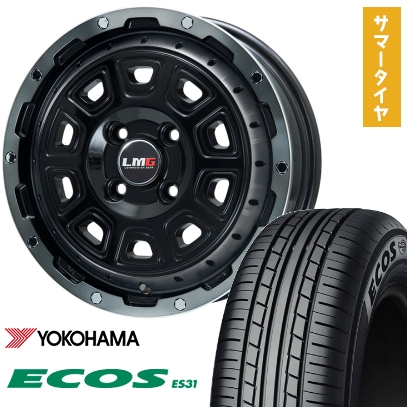 165/55R14 夏タイヤ ホイール4本セット YOKOHAMA エコス ES31 (軽自動車用) LEHRMEISTER LMG DS-10 ブラック/ブラッククリアリム 14インチ