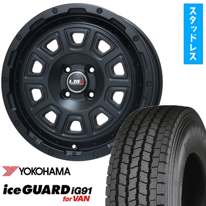 145/80R12 スタッドレスタイヤ ホイール4本セット YOKOHAMA アイスガード iG91 (4/100車用) LEHRMEISTER LMG DS-10  12インチ