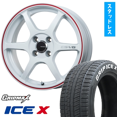 205/55R16 スタッドレスタイヤ＆ホイール４本セット グリップマックス GRIP MAX アイスX RWL ホワイトレター(限定) (4/100車用) レアマイスター CS-V6 16インチ