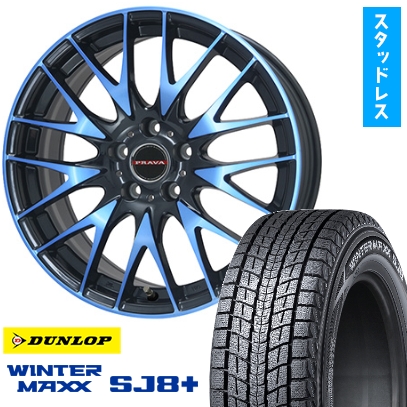 225/60R18 スタッドレスタイヤ ホイール4本セット DUNLOP ウインターマックス SJ8+ (5/114車用) BIGWAY LEYSEEN プラバ9M 18インチ