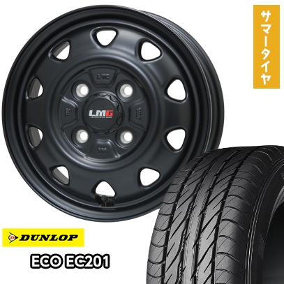 145/80R12 夏タイヤ ホイール4本セット DUNLOP エコ EC201 (軽自動車用) LEHRMEISTER LMG OFF-STYLE(マットブラック) 12インチ