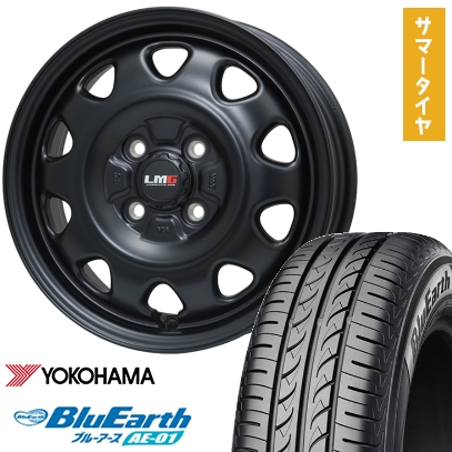 165/55R14 夏タイヤ ホイール4本セット YOKOHAMA ブルーアース AE-01 (軽自動車用) LEHRMEISTER LMG OFF-STYLE(マットブラック) 14インチ