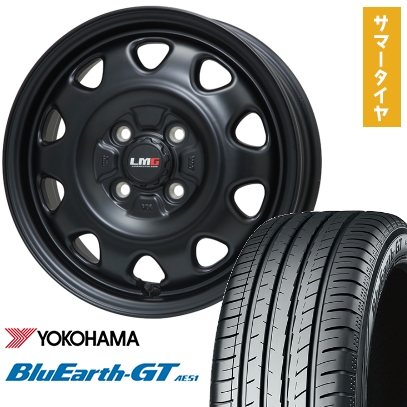 BluEarth - 185/65R14 夏タイア 車輪4本仕掛ける YOKOHAMA 青碧地びた GT AE51 (4/100車用) LEHRMEISTER LMG OFF-STYLE(引っ敷き黒いこと) 14in 車、バイク、自転車-夏タイヤ、ホイールセット
