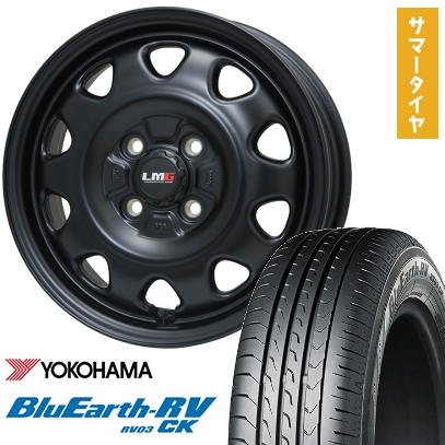 165/65R14 夏タイヤ ホイール4本セット YOKOHAMA ブルーアース RV-03CK (4/100車用) LEHRMEISTER LMG OFF-STYLE(マットブラック) 14インチ