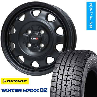 WINTER MAXX 02 - 165/65R14 スタッドレスタイヤ 車輪4本仕掛ける DUNLOP ウインターマックス 02 WM02 (4/100車用) LEHRMEISTER LMG OFF-STYLE 14in 冬タイヤ、ホイールセット-車、バイク、自転車