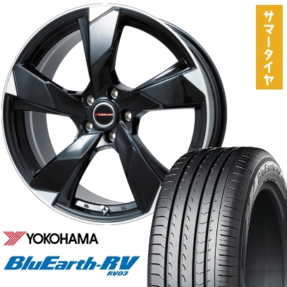 215/60R16 夏タイヤ ホイール4本セット YOKOHAMA ブルーアース RV-03 (5/114車用) PREMIX ヴェランV(グロスブラック/リムポリッシュ) 16インチ