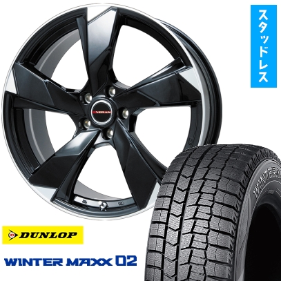 WINTER MAXX 02 - 225/50R18 スタッドレスタイヤ 車輪4本仕掛ける DUNLOP ウインターマックス 02 WM02 (5/114車用) PREMIX ヴェランV 18in タイヤ、ホイール-自動車