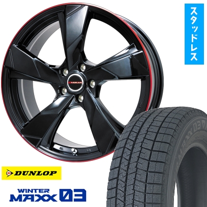WINTER MAXX 03 - 225/55R18 スタッドレスタイヤ 車輪4本仕掛ける DUNLOP ウインターマックス 03 WM03 (5/114車用) PREMIX ヴェランV 18in 車、バイク、自転車-冬タイヤ、ホイールセット