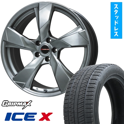 Ice X - 215/55R17 スタッドレスタイヤ＆銀輪４本仕かける GRIP MAX 内燃機関X BSW (押さえる) (5/114車用) プレ入り合わせる ヴェランV 17in