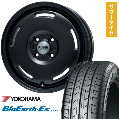 155/65R14 夏タイヤ ホイール4本セット N-BOX タントカスタム ワゴンR YOKOHAMA ブルーアース ES32 PREMIX プディン(マットブラック) 14インチ