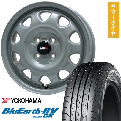 185/70R14 夏タイヤ ホイール4本セット YOKOHAMA ブルーアース RV-03CK (4/100車用) LEHRMEISTER LMG OFF-STYLE(グレー) 14インチ