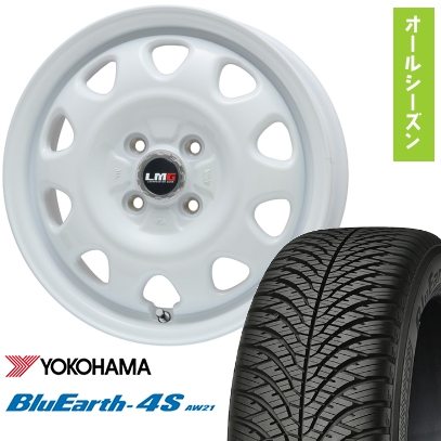 165/55R15 オールシーズンタイヤ ホイール4本セット YOKOHAMA ブルーアース 4S AW21 (軽自動車用) LEHRMEISTER LMG OFF-STYLE 15インチ