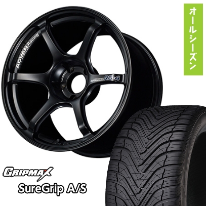 225/40R18 オールシーズンタイヤ ホイール4本セット グリップマックス シュアグリップA/S(限定) (5/114車用) YOKOHAMA ADVAN Racing RG4 18インチ