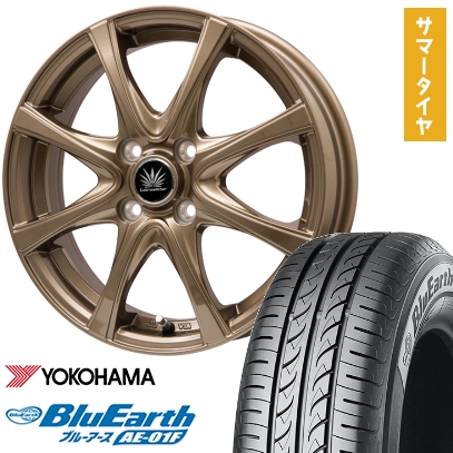 195/65R15 夏タイヤ ホイール4本セット YOKOHAMA ブルーアース AE-01F (4/100車用) PREMIX アマルフィV Jr(ブロンズ) 15インチ