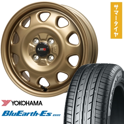 175/70R14 夏タイヤ ホイール4本セット YOKOHAMA ブルーアース ES32 (4/100車用) LEHRMEISTER LMG OFF-STYLE(マットゴールド) 14インチ