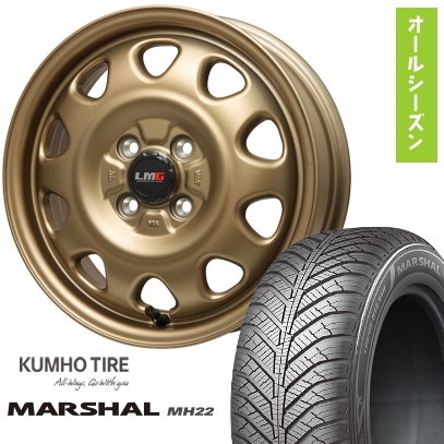 (4/100車用)  オールシーズンタイヤ ホイール4本セット 175/65R14 クムホ マーシャル MH22 オールシーズン(限定) レアマイスター LMG OFF-STYLE 14インチ