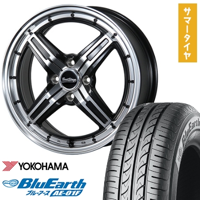 BluEarth - 185/60R15 夏タイア 銀輪4本仕かける YOKOHAMA 青味地びた AE-01F (4/100車用) BLEST 音楽的リズム公演 FS-C 15in