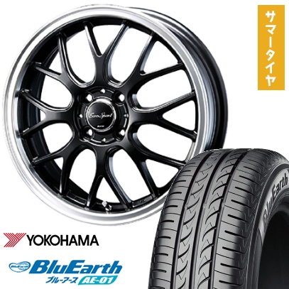 175/60R16 夏タイヤ ホイール4本セット YOKOHAMA ブルーアース AE-01 (4/100車用) BLEST ユーロスポーツ タイプ805 セミグロスブラック 16インチ