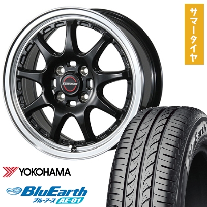 BluEarth - 165/60R15 夏タイア 銀輪4本仕かける YOKOHAMA 青味地びた AE-01 (軽自動車用) BLEST ユーロ神通力 印字機SC-9 15in