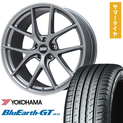 225/40R19 夏タイヤ ホイール4本セット YOKOHAMA ブルーアース GT AE51 (5/114車用) BBS GERMANY BBS CI-R プラチナムシルバー 19インチ
