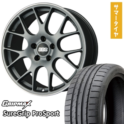 グリップマックス - 245/45R19 夏タイア 車輪4本仕掛ける GRIPMAX シュアグリップ PRO SPORTS BSW（押さえる） (5/114車用) BBS GERMANY BBS CH-R 繻子チタニウム 19in 自動車-夏タイヤ、ホイールセット