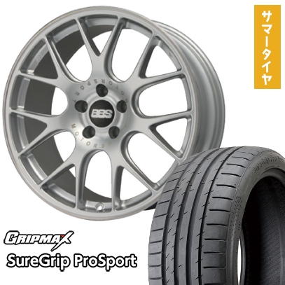 グリップマックス - 245/45R19 夏タイア 車輪4本仕掛ける GRIPMAX シュアグリップ PRO SPORTS BSW（押さえる） (5/114車用) BBS GERMANY BBS CH-R ブリリアントシルバー 19in 夏タイヤ、ホイールセット-車、バイク、自転車