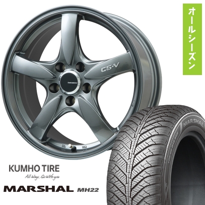 KUMHO - 235/55R18 オール時期タイア 車輪４本仕掛ける (5/114車用) マーシャル MH22 オール時期(押さえる) レアマイスター CS-V  18in タイヤ、ホイール-車、バイク、自転車
