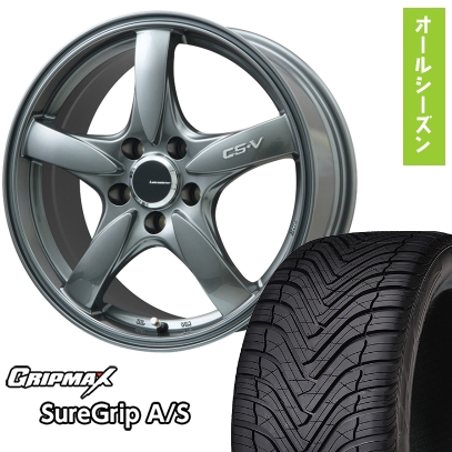 225/40R18 オールシーズンタイヤ ホイール4本セット グリップマックス シュアグリップ オールシーズン(限定) (5/100車用) LEHRMEISTER CS-V(ガンメタ) 18インチ
