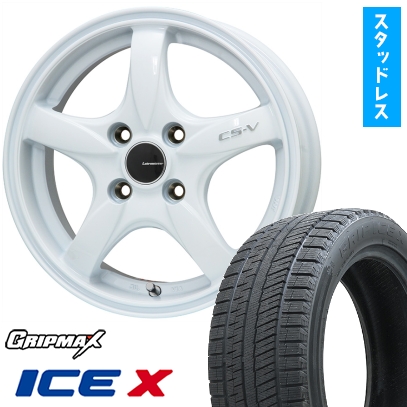 185/60R15 スタッドレスタイヤ ホイール4本セット グリップマックス アイスX BSW(限定) (4/100車用) レアマイスター CS-V 15インチ