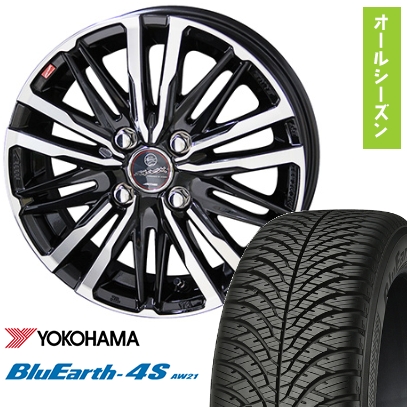 165/55R15 オールシーズンタイヤ ホイール4本セット YOKOHAMA ブルーアース 4S AW21 (軽自動車用) KYOHO スマック クレスト 15インチ