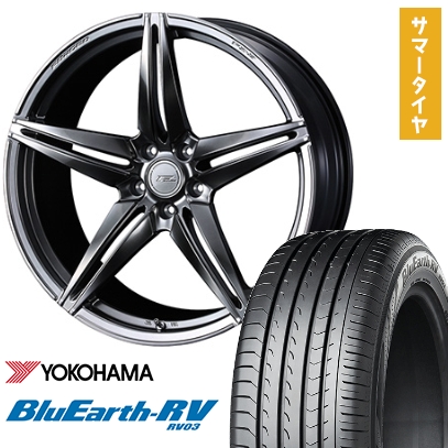 BluEarth - 225/45R19 夏タイア 車輪4本仕掛ける YOKOHAMA 青碧地びた RV-03 (5/114車用) WEDS F-ZERO FZ-3 19in 夏タイヤ、ホイールセット-車、バイク、自転車-タイヤ、ホイール