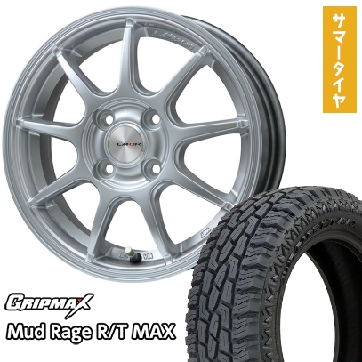 165/65R15 夏タイヤ ホイール4本セット GRIPMAX マッドレイジR/T MAX RBL(限定) (軽自動車用) LEHRMEISTER LMスポーツLM-QR ハイパーシルバー 15インチ