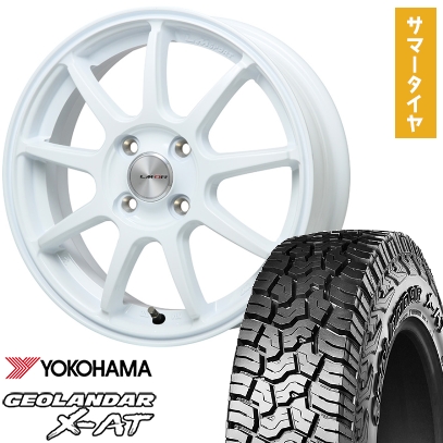 165/65R14 夏タイヤ ホイール4本セット YOKOHAMA ジオランダー X-AT G016 (軽自動車用) LEHRMEISTER LMスポーツLM-QR ホワイト 14インチ