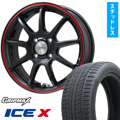 Ice X - 185/60R15 スタッドレスタイヤ 車輪4本仕掛ける GRIPMAX 内燃機関X ブラックサイドウォール(押さえる) (4/100車用) レアマイスター LM運動競技LM-QR 15in 車、バイク、自転車-自動車-冬タイヤ、ホイールセット