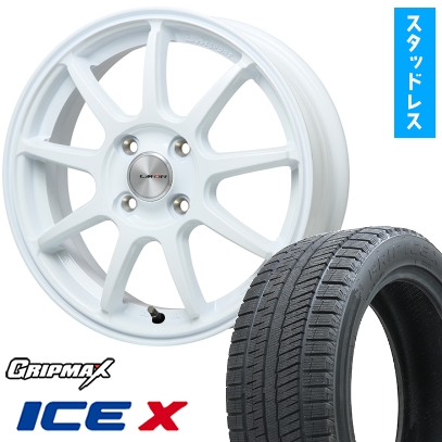 185/65R15 スタッドレスタイヤ＆ホイール４本セット GRIP MAX アイスX BSW ブラックサイドウォール(限定) (4/100車用) レアマイスター LMスポーツLM-QR 15インチ