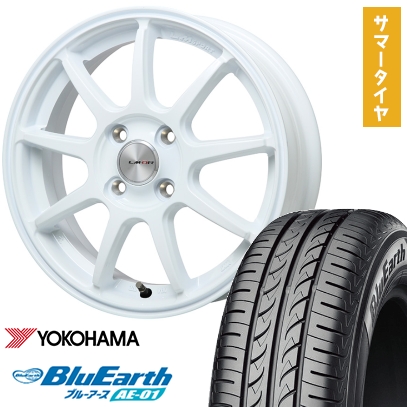 175/60R16 夏タイヤ ホイール4本セット YOKOHAMA ブルーアース AE-01 (4/100車用) LEHRMEISTER LMスポーツLM-QR ホワイト 16インチ