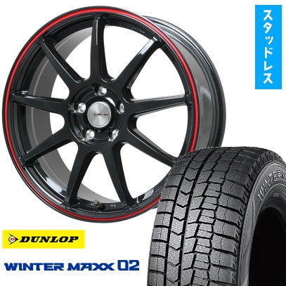 225/60R17 スタッドレスタイヤ ホイール4本セット DUNLOP ウインターマックス 02 WM02 (5/114車用) LEHRMEISTER LMスポーツLM-QR 17インチ