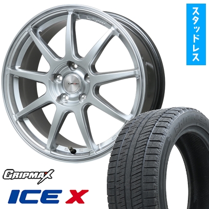 Ice X - 205/50R17 スタッドレスタイヤ＆銀輪４本仕かける GRIP MAX 内燃機関X BSW ブラックサイドウォール(押さえる) (5/100車用) レアマイスター LM運動競技LM-QR 17in