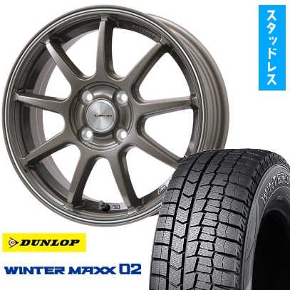 165/55R14 スタッドレスタイヤ ホイール4本セット DUNLOP ウインターマックス 02 WM02 (軽自動車用) LEHRMEISTER LMスポーツLM-QR 14インチ