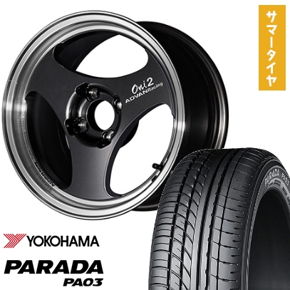PARADA PA03 165/55R14 夏タイヤ ホイール4本セット YOKOHAMA ブラック