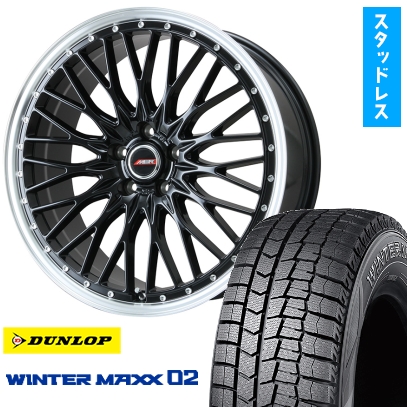 225/45R18 スタッドレスタイヤ ホイール4本セット DUNLOP ウインターマックス 02 WM02 (5/114車用) PREMIX MER PROMESH 18インチ