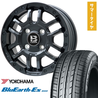 145/80R12 夏タイヤ ホイール4本セット YOKOHAMA ブルーアース ES32 (軽自動車用) BIGWAY B-LUGNAS FRD(マットブラック) 12インチ