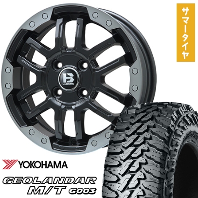 GEOLANDAR - 145/80R12 夏タイア 車輪4本仕掛ける YOKOHAMA ジオランダー M/T G003 80/78N (軽自動車用) BIGWAY B-LUGNAS FRD 12in タイヤ、ホイール-夏タイヤ、ホイールセット