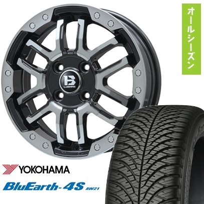 155/65R14 オールシーズンタイヤ ホイール4本セット N-BOX タントカスタム ワゴンR YOKOHAMA ブルーアース 4S AW21 BIGWAY B-LUGNAS FRD 14インチ