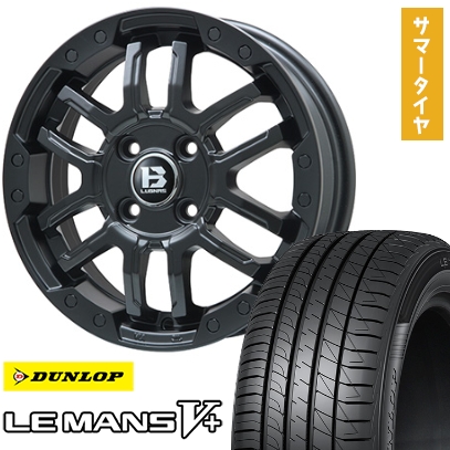 155/65R14 夏タイヤ ホイール4本セット DUNLOP ルマン V+(ファイブプラス) (軽自動車用) BIGWAY B-LUGNAS FRD(マットブラック) 14インチ