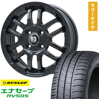 155/65R14 夏タイヤ ホイール4本セット N-BOX タントカスタム ワゴンR DUNLOP エナセーブ RV505 BIGWAY B-LUGNAS FRD(マットブラック) 14インチ