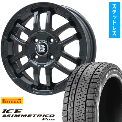 ICE ASIMMETRICO - 165/55R15 スタッドレスタイヤ 車輪4本仕かける PIRELLI 冬期 アイスアシンメトリコ 加えること (軽自動車用) BIGWAY B-LUGNAS FRD 15in